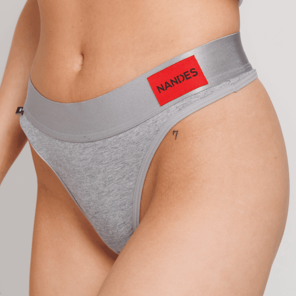 Dámská tanga šedé Nandes - bavlněné tanga kalhotky